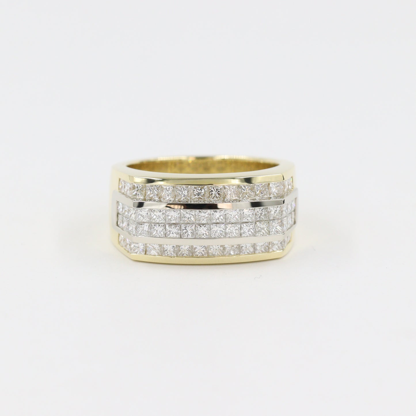 Princess Cut Diamond Invisible Set  3ct Men's Ring/Diamond Invisible Set Wedding Band/14K 18K gold Men's Diamond Ring/Men's Diamond Ring