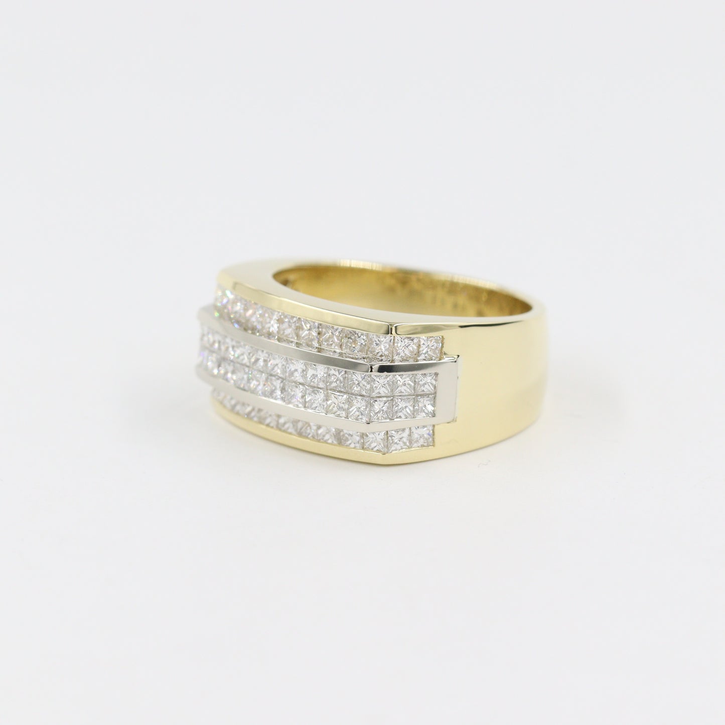 Princess Cut Diamond Invisible Set 3ct Men's Ring/Diamond Invisible Set Wedding Band/14K 18K gold Men's Diamond Ring/Men's Diamond Ring