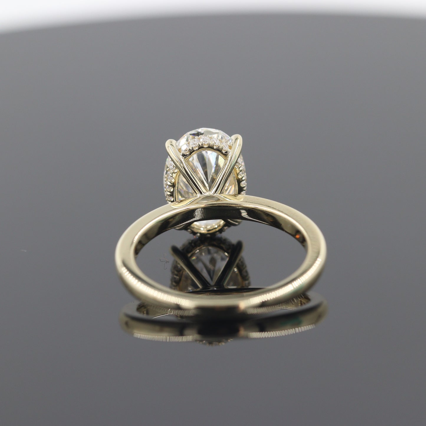 Lab Diamond Engagement Ring - 14K Gold 3ct Oval Diamond Hidden Halo Ring - Anniversary gift