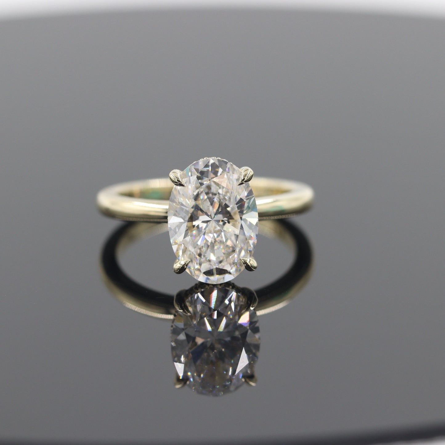 Lab Diamond Engagement Ring - 14K Gold 3ct Oval Diamond Hidden Halo Ring - Anniversary gift
