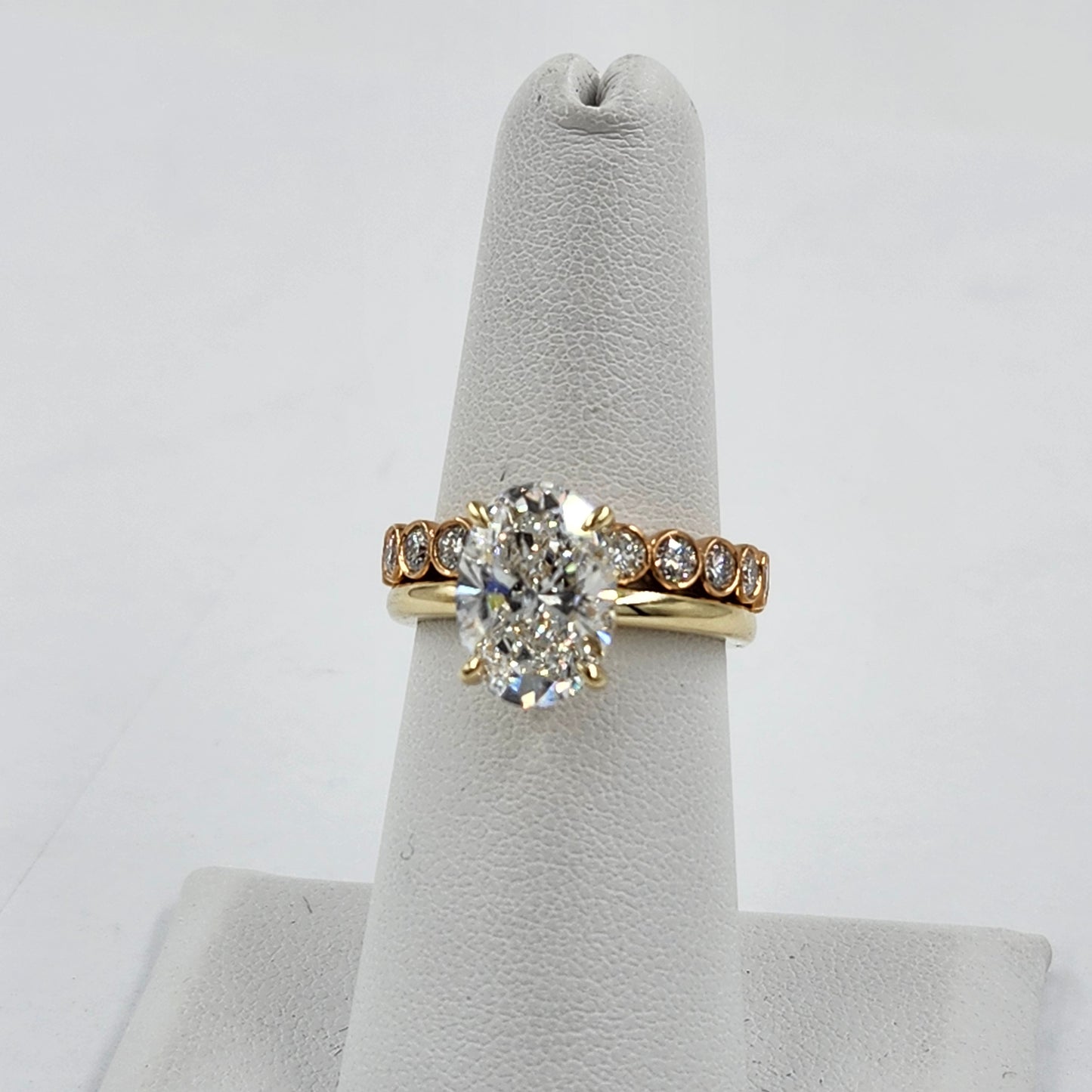 Lab Diamond Engagement Ring - 14K Gold 3ct Oval Diamond Hidden Halo Ring - Anniversary gift