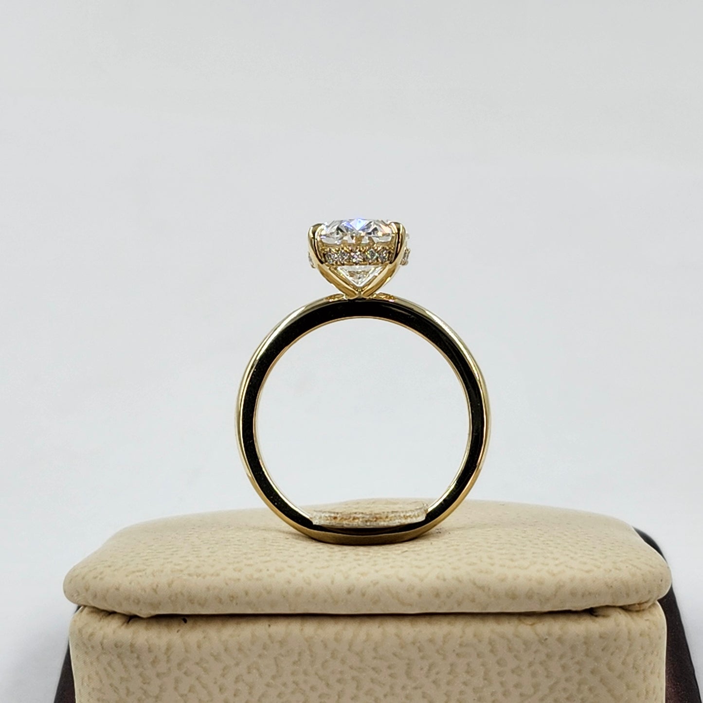 Lab Diamond Engagement Ring - 14K Gold 3ct Oval Diamond Hidden Halo Ring - Anniversary gift