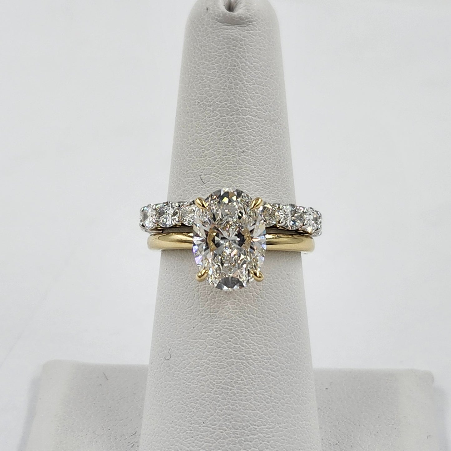 Lab Diamond Engagement Ring - 14K Gold 3ct Oval Diamond Hidden Halo Ring - Anniversary gift