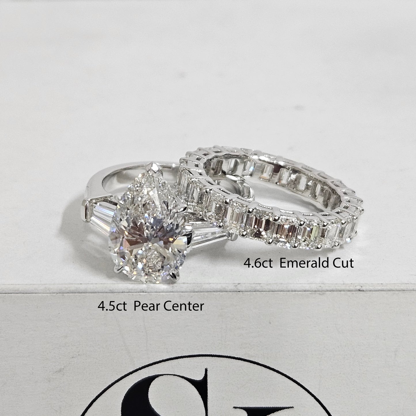 4.4ct Emerald Cut Diamond Full Eternity Wedding Ring/Stackable Diamond Wedding Width 4.5mm Band/Natural Diamond/Double Wire Setting