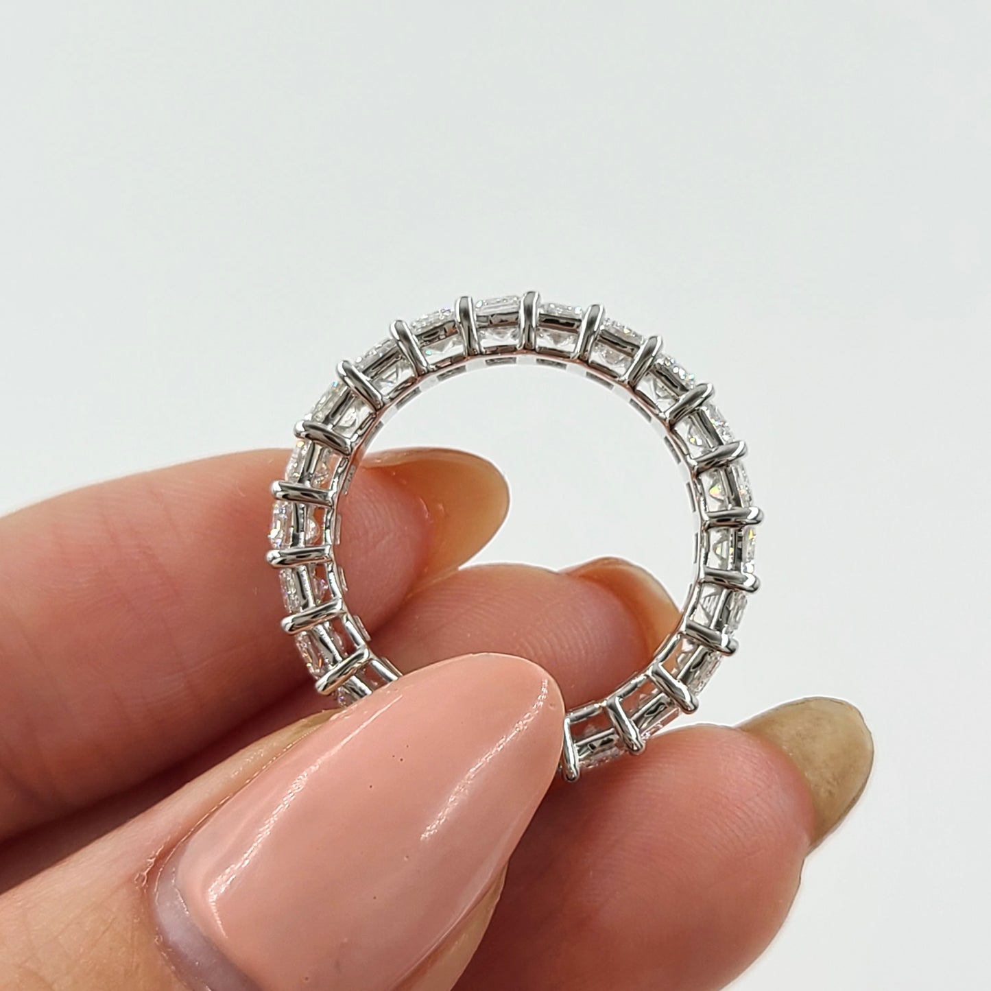 4.4ct Emerald Cut Diamond Full Eternity Wedding Ring/Stackable Diamond Wedding Width 4.5mm Band/Natural Diamond/Double Wire Setting