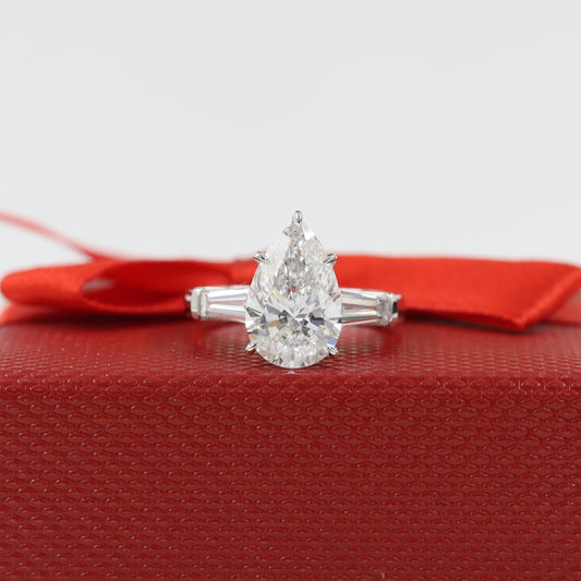 5.3ct Pear Diamond Engagement Ring / lGl Certified Amazing Brilliant Solitaire Stackable Ring/Lab Grown Pear Diamond Ring/Anniversary gift