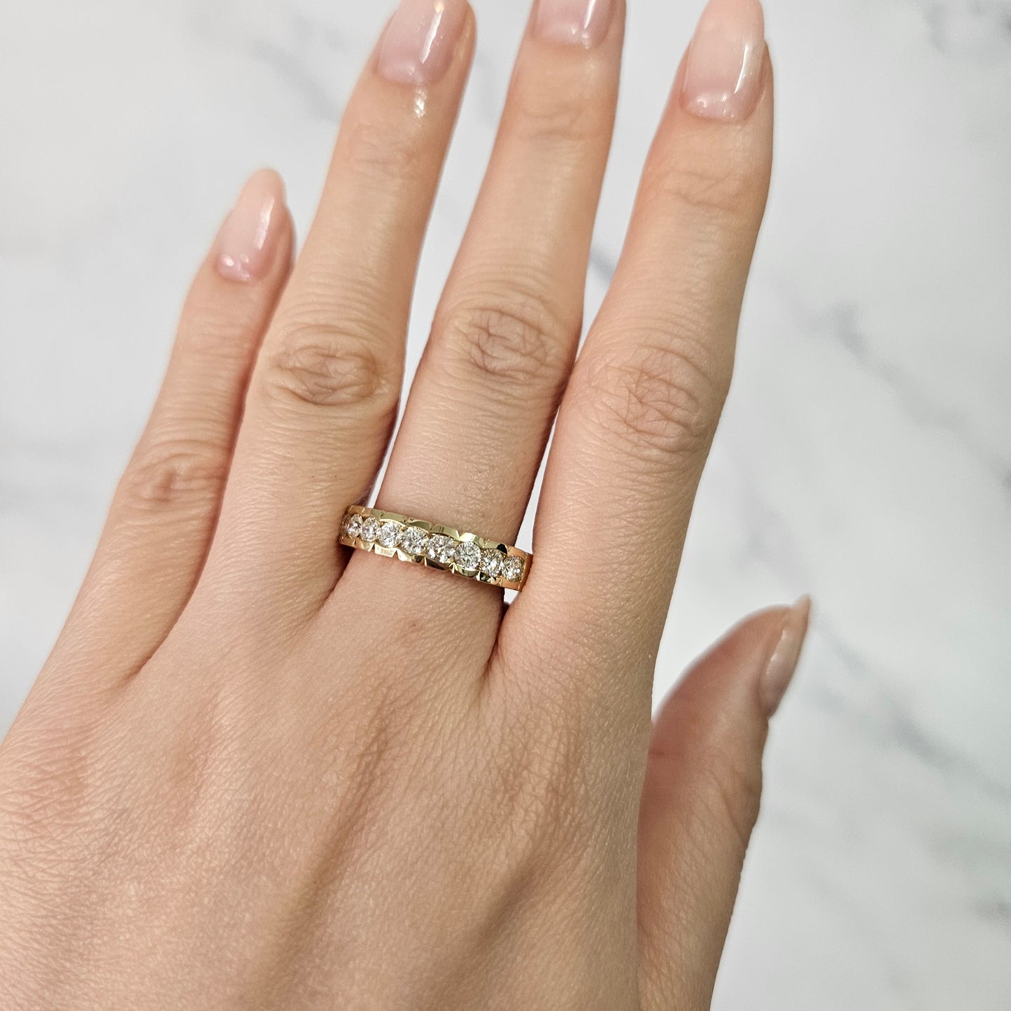Channel Set Half Eternity Diamond Band/Stackable Diamond Wedding Band/Men's Women's 4.5mm Width Channel Set Diamond Ring/Anniversary ring