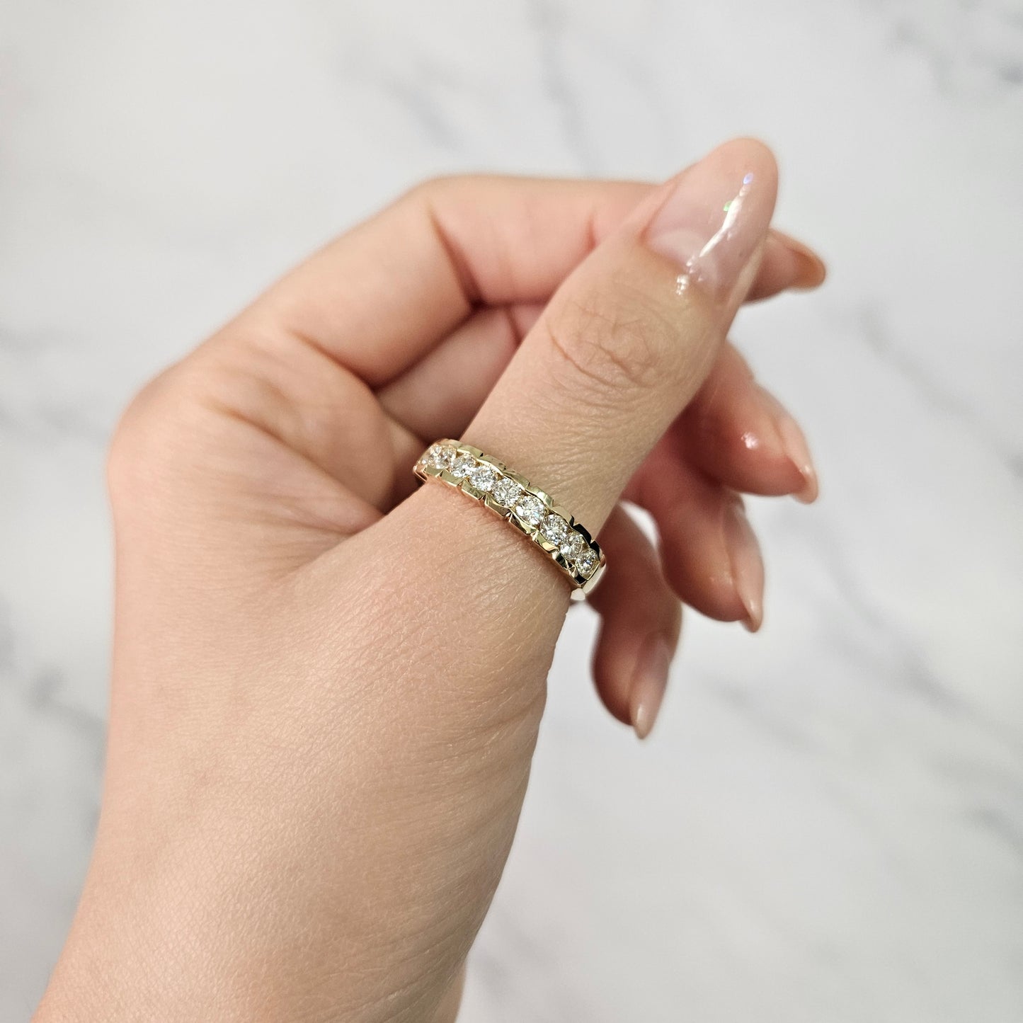 Channel Set Half Eternity Diamond Band/Stackable Diamond Wedding Band/Men's Women's 4.5mm Width Channel Set Diamond Ring/Anniversary ring