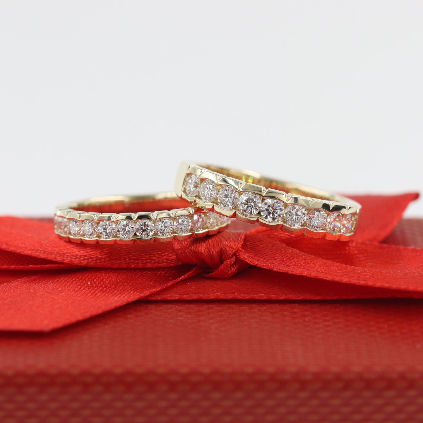 Channel Set Half Eternity Diamond Band/Stackable Diamond Wedding Band/Men's Women's 4.5mm Width Channel Set Diamond Ring/Anniversary ring
