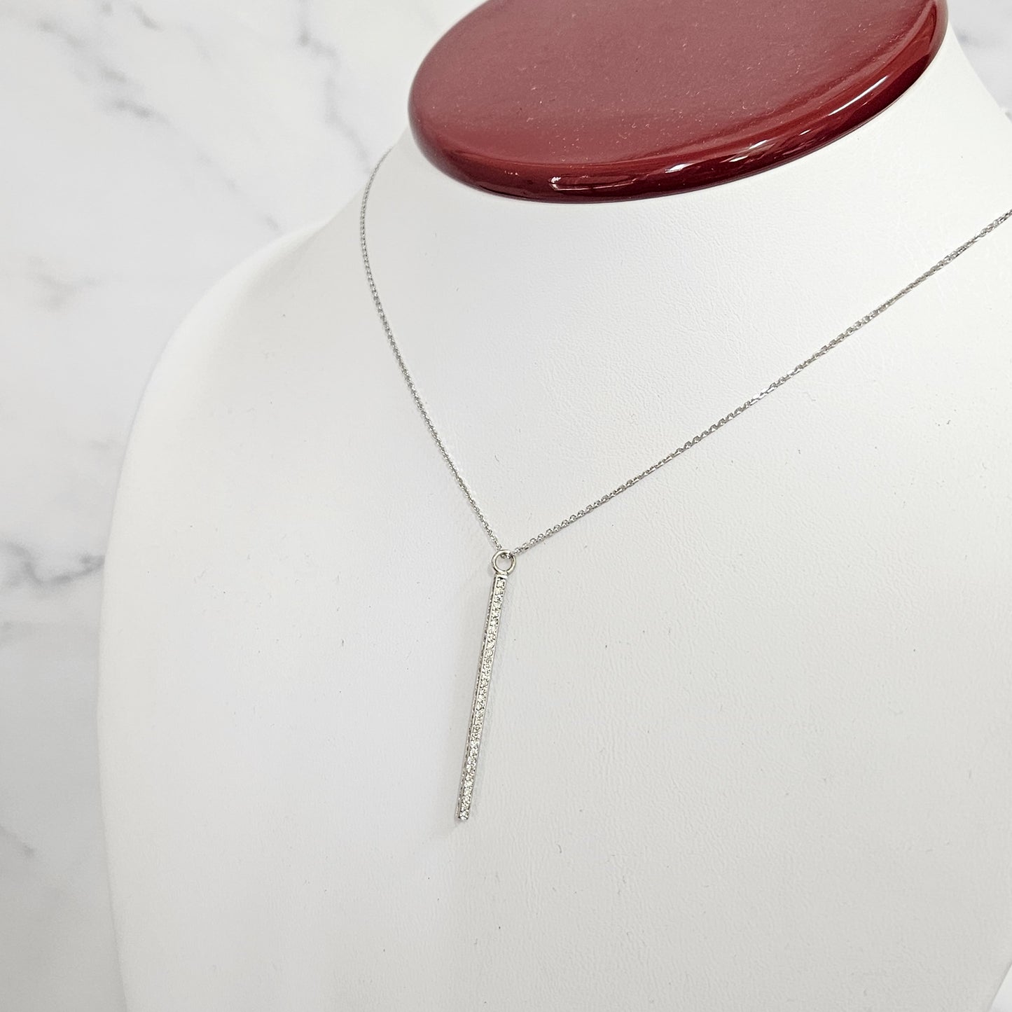 4 Sides Diamond Bar Pendent Necklace / 14K Simple Classic Necklace / Diamond Bar Pendent / Anniversary Gift