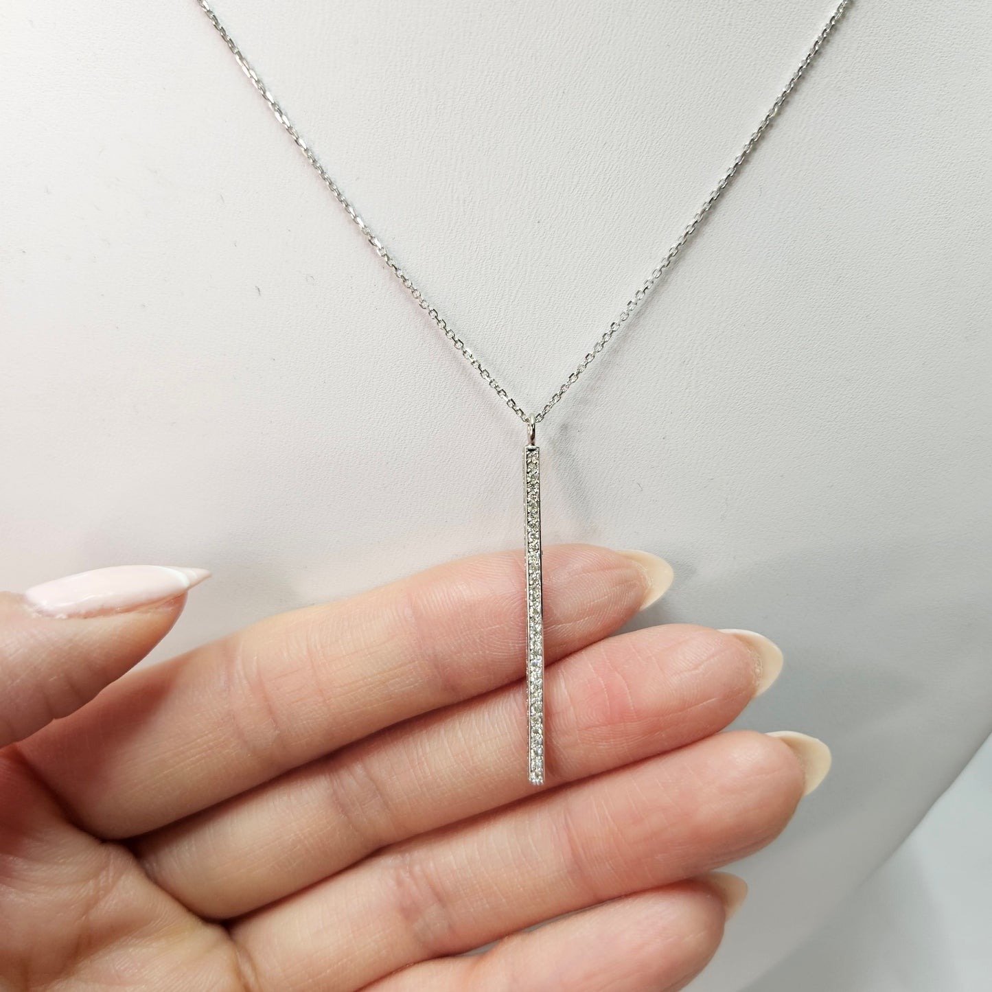 4 Sides Diamond Bar Pendent Necklace / 14K Simple Classic Necklace / Diamond Bar Pendent / Anniversary Gift