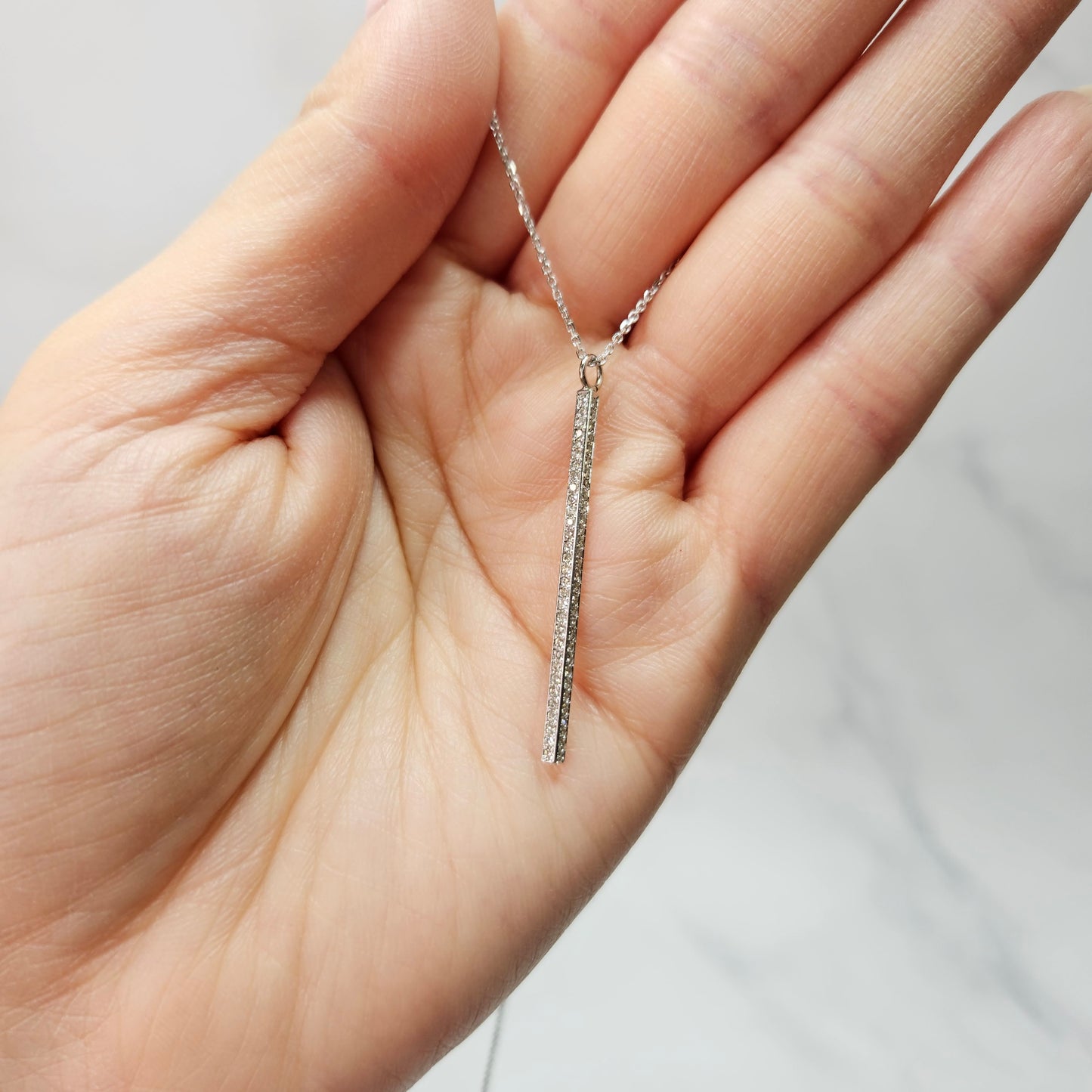 4 Sides Diamond Bar Pendent Necklace / 14K Simple Classic Necklace / Diamond Bar Pendent / Anniversary Gift