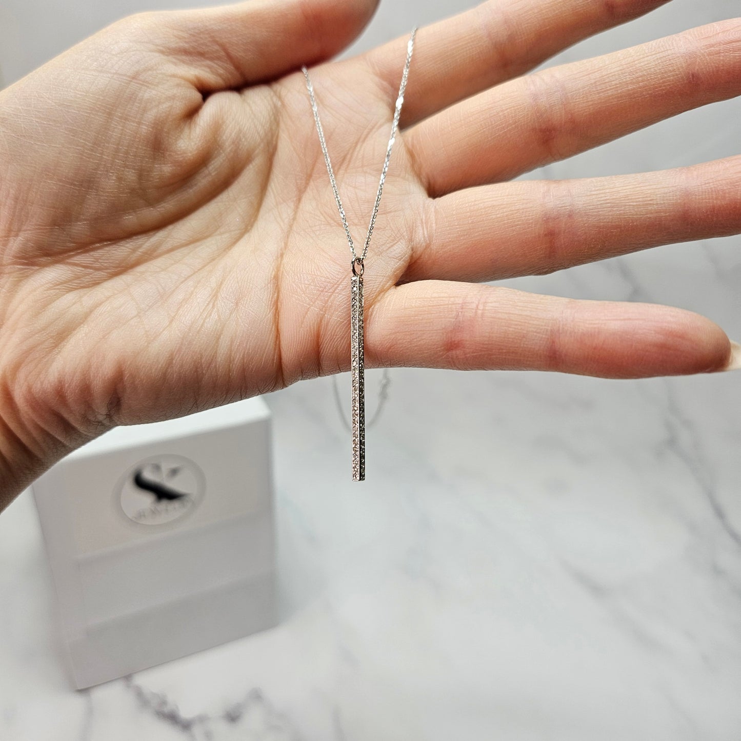 4 Sides Diamond Bar Pendent Necklace / 14K Simple Classic Necklace / Diamond Bar Pendent / Anniversary Gift