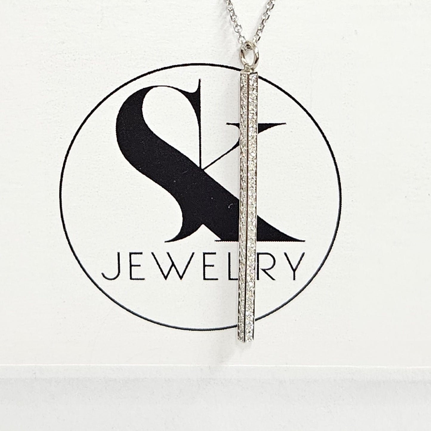 4 Sides Diamond Bar Pendent Necklace / 14K Simple Classic Necklace / Diamond Bar Pendent / Anniversary Gift