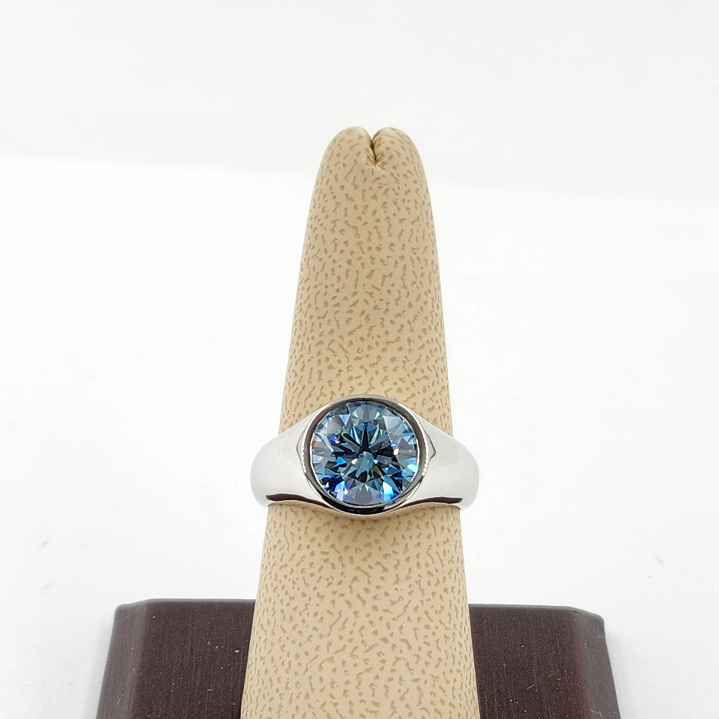 4ct Round Blue Lab Diamond Solitaire Ring /Platinum,14K,18K gold Unique Ring/ Blue Eye Ring / Anniversary gift