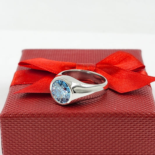 4ct Round Blue Lab Diamond Solitaire Ring /Platinum,14K,18K gold Unique Ring/ Blue Eye Ring / Anniversary gift