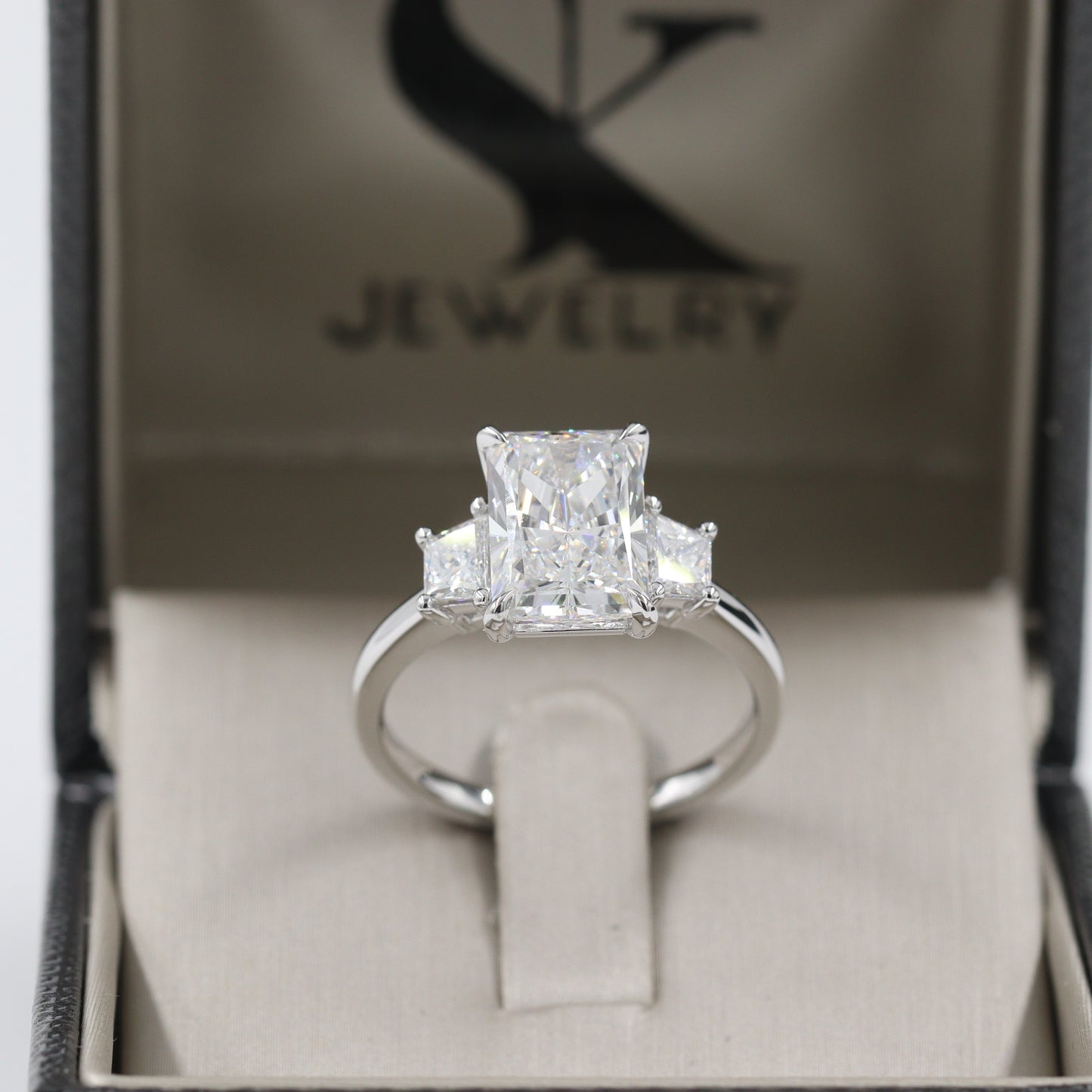 Radiant Cut Stackable Diamond Ring / Center 5ct IGI Certified Lab Diamond Engagement Ring / Total 6ct  Diamond Ring / Anniversary gift