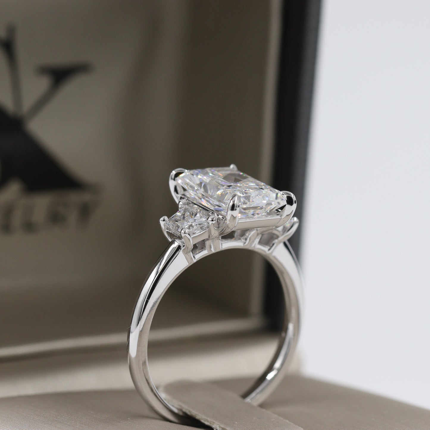 Radiant Cut Stackable Diamond Ring / Center 5ct IGI Certified Lab Diamond Engagement Ring / Total 6ct  Diamond Ring / Anniversary gift