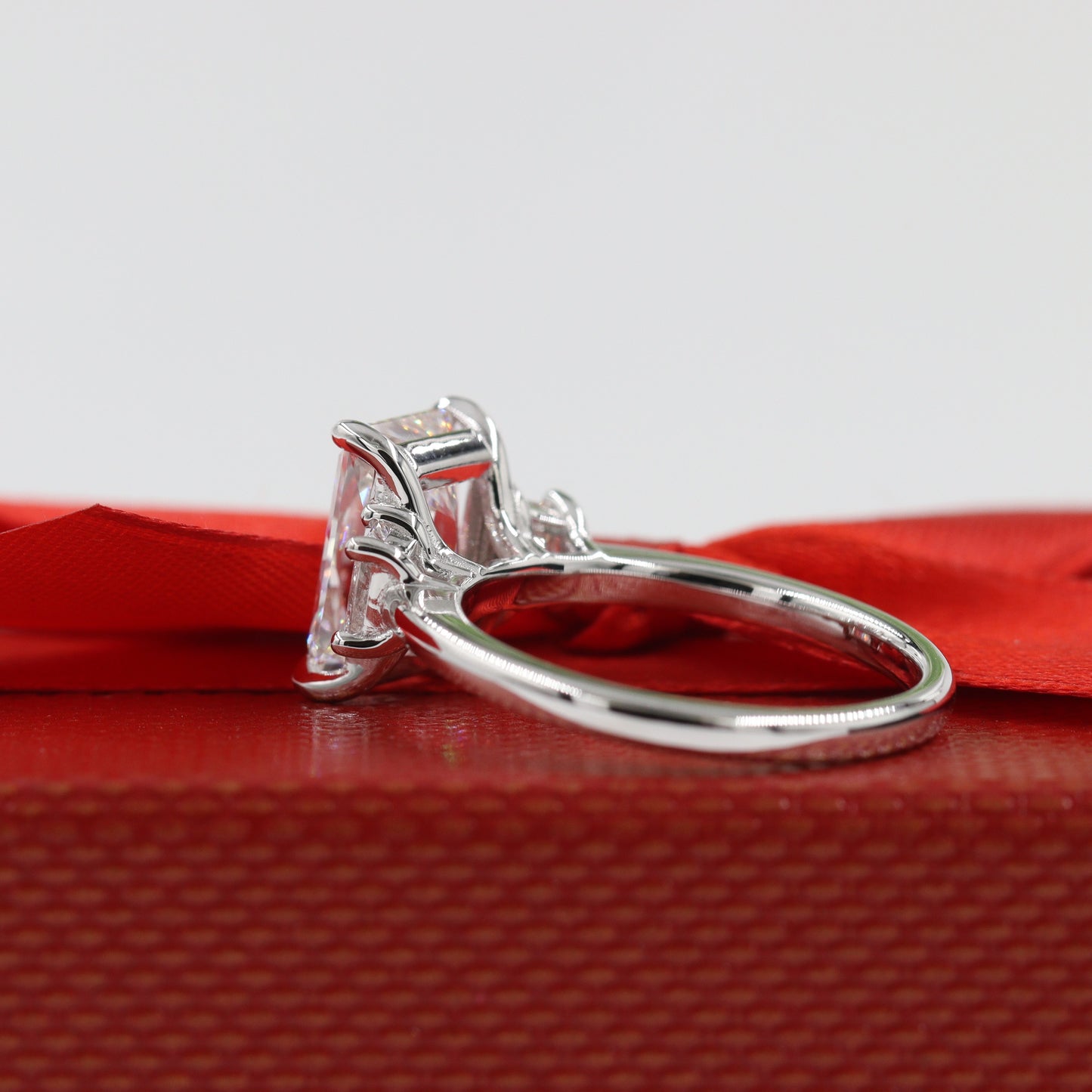 Radiant Cut Stackable Diamond Ring / Center 5ct IGI Certified Lab Diamond Engagement Ring / Total 6ct  Diamond Ring / Anniversary gift