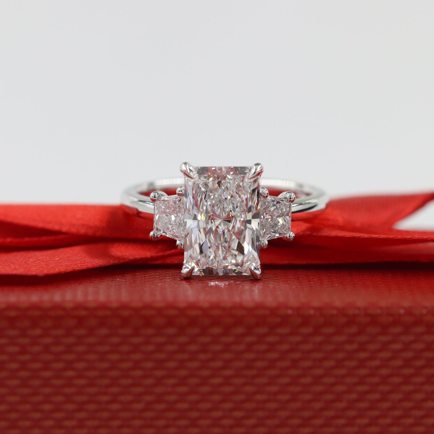 Radiant Cut Stackable Diamond Ring / Center 5ct IGI Certified Lab Diamond Engagement Ring / Total 6ct  Diamond Ring / Anniversary gift