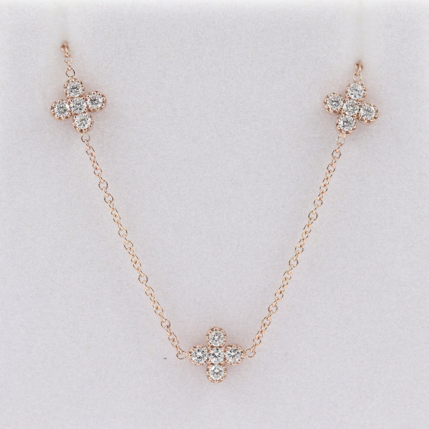 5 Clovers Diamond Bracelet/ Clover Charms Bracelet / 14K gold Diamond Bracelet/ Anniversary Bracelet/ Gift for Her