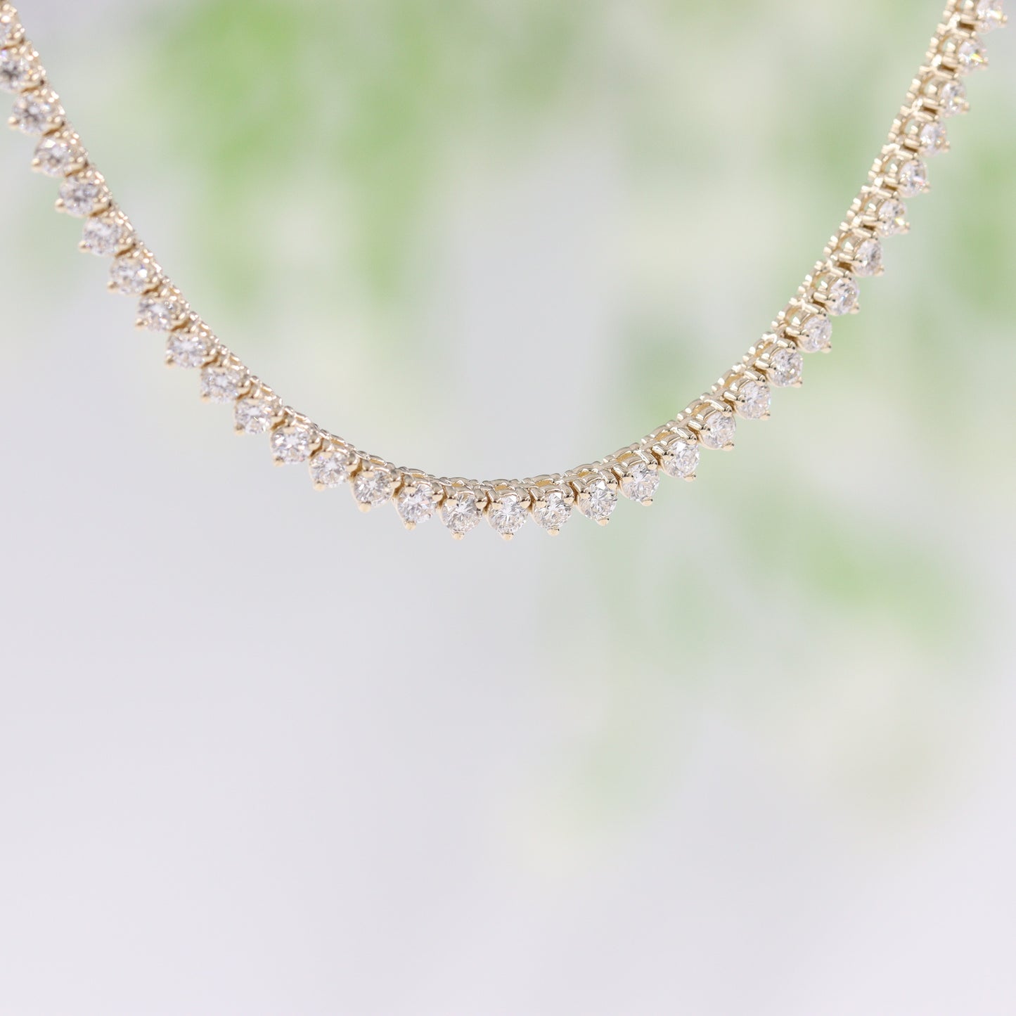 5ct Natural Diamond 3 Prong Tennis Necklace /14K gold Natural Round Diamond Tennis Necklace/Anniversary Gift