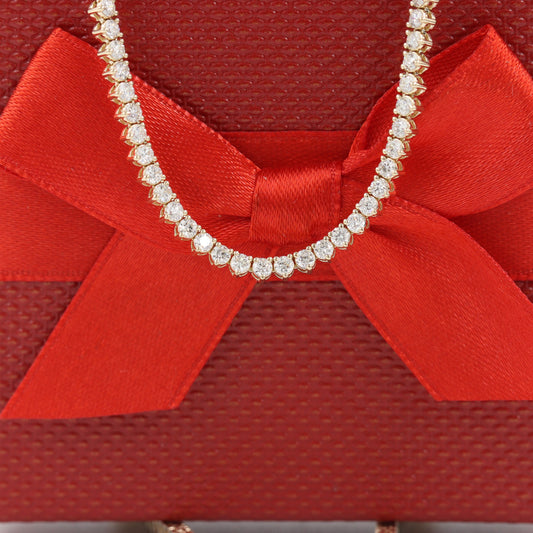 5ct Natural Diamond 3 Prong Tennis Necklace /14K gold Natural Round Diamond Tennis Necklace/Anniversary Gift