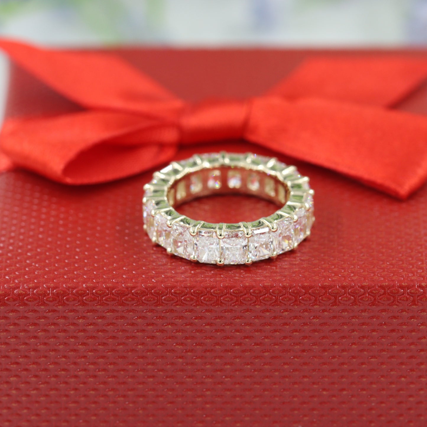 5ct Radiant Cut Diamond Full Eternity Wedding Band/Stackable Radiant Cut Lab Grown Diamond Band/Anniversary Ring/Stackable Diamond Ring