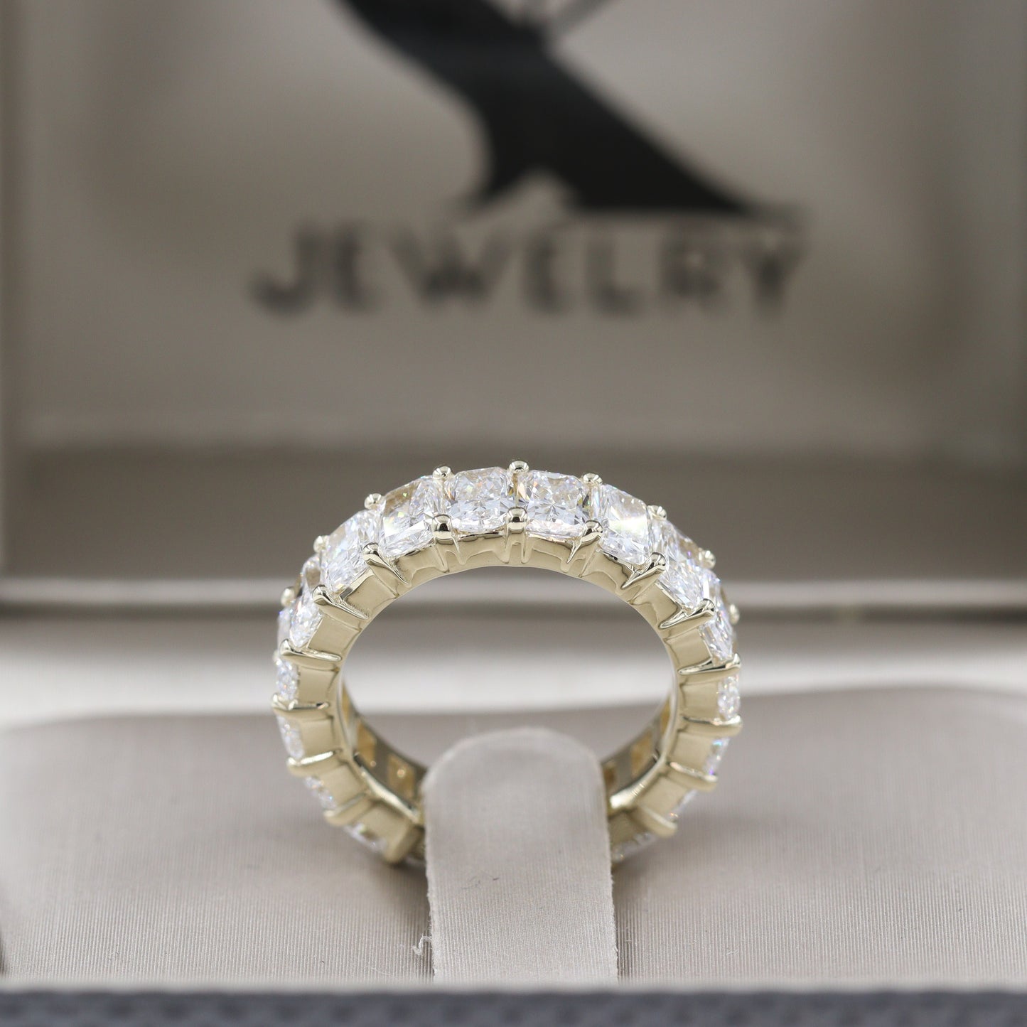 5ct Radiant Cut Diamond Full Eternity Wedding Band/Stackable Radiant Cut Lab Grown Diamond Band/Anniversary Ring/Stackable Diamond Ring