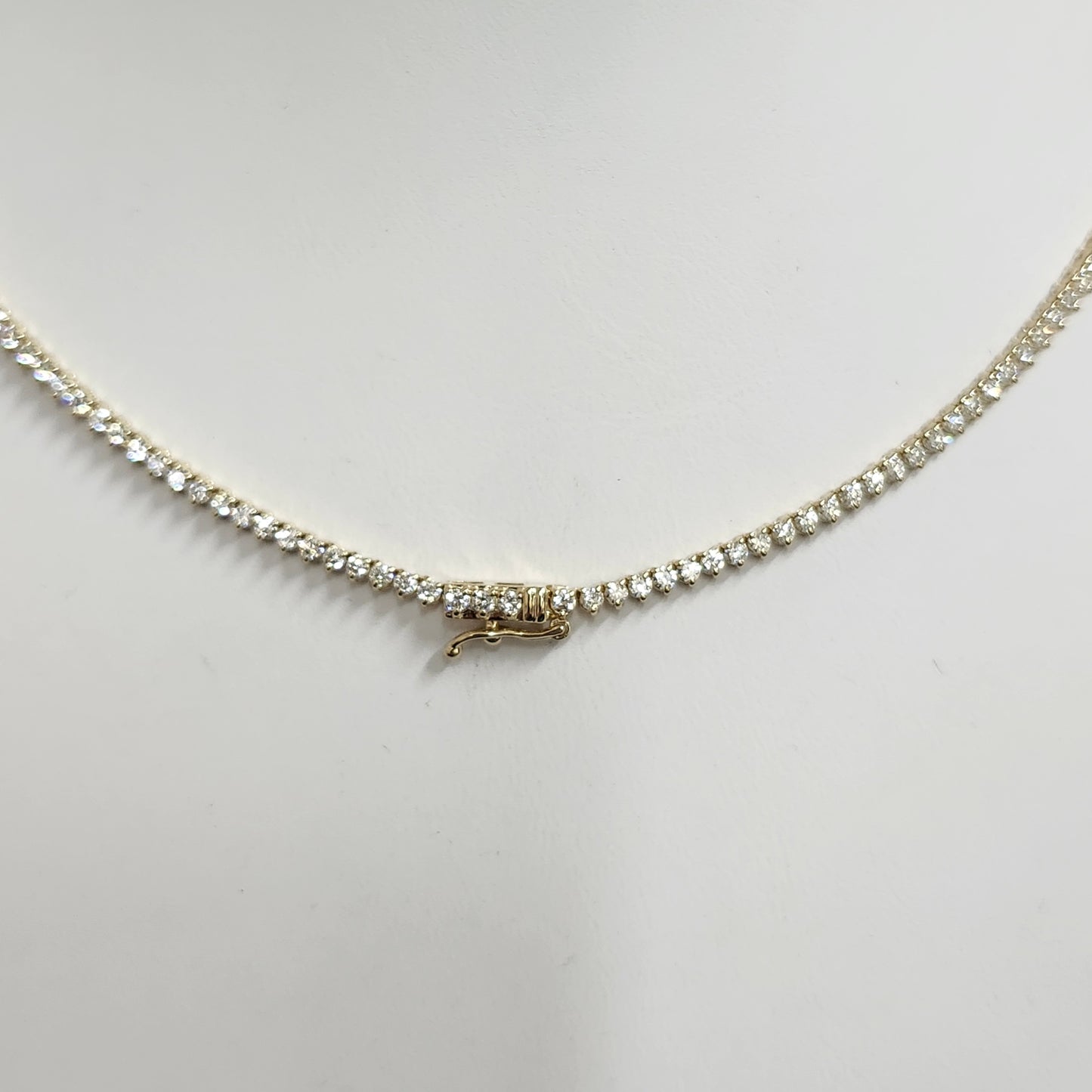 5ct Natural Diamond 3 Prong Tennis Necklace /14K gold Natural Round Diamond Tennis Necklace/Anniversary Gift