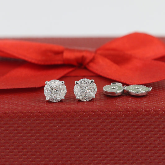 6.3mm Diamond Stud Earrings/Illusion Setting Diamond Stud Earrings/Solitaire Stud Earrings/Natural Diamond Stud Earrings/Anniversary gift