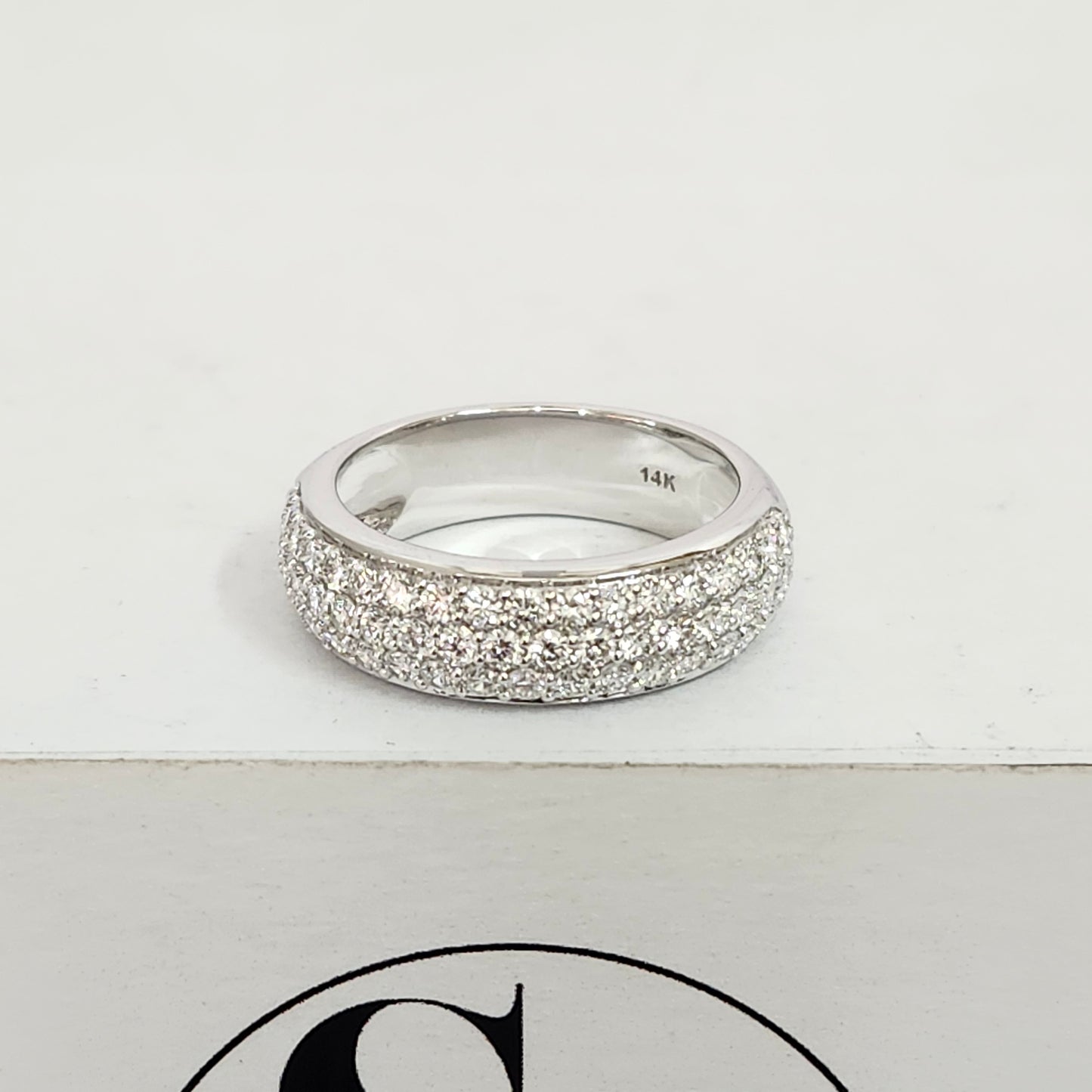 6.5mm Width Half Natural Diamond Wedding Band/Dainty 3 Row Diamond Ring/Stackable Diamond wedding Ring/Diamond Ring/Anniversary Gift