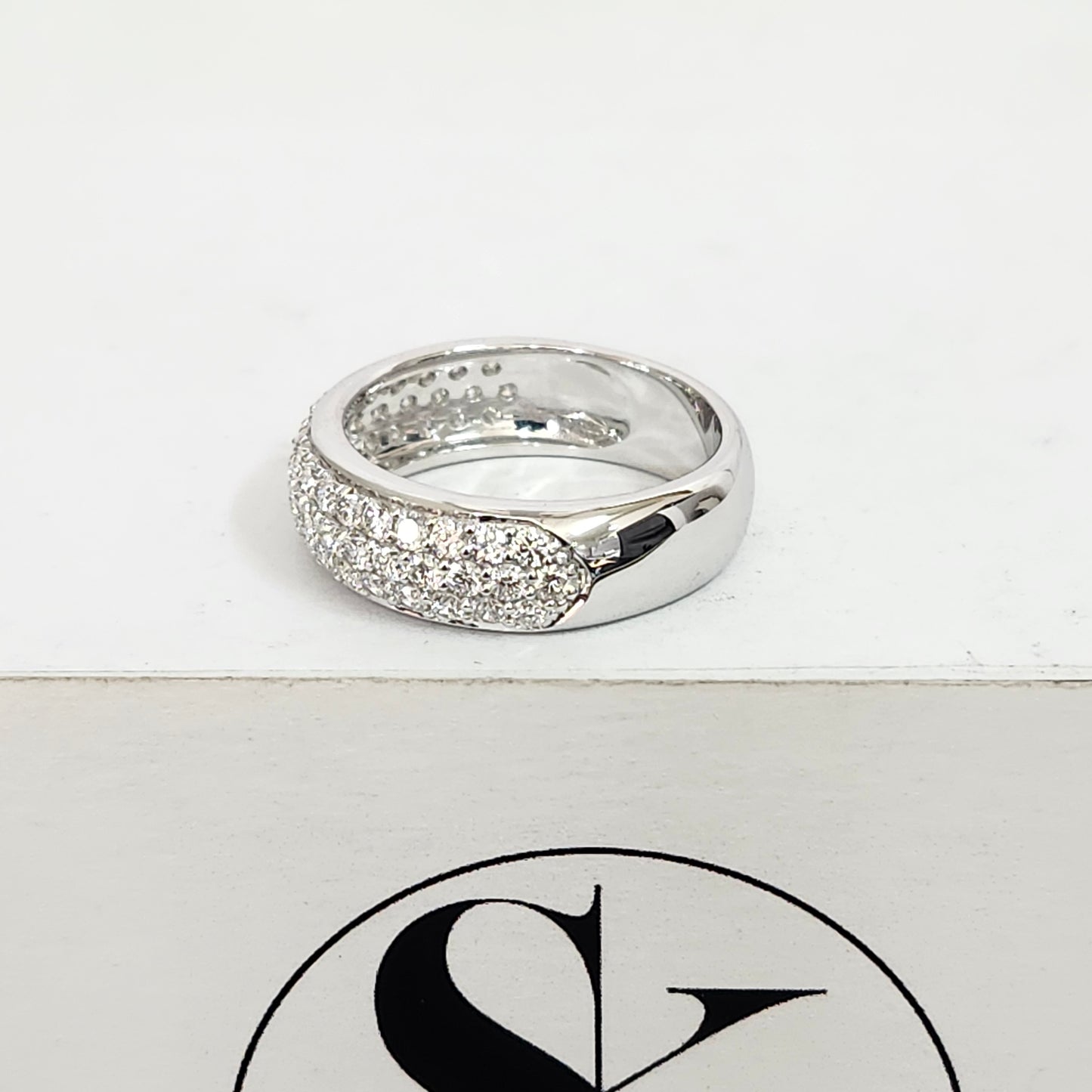 6.5mm Width Half Natural Diamond Wedding Band/Dainty 3 Row Diamond Ring/Stackable Diamond wedding Ring/Diamond Ring/Anniversary Gift