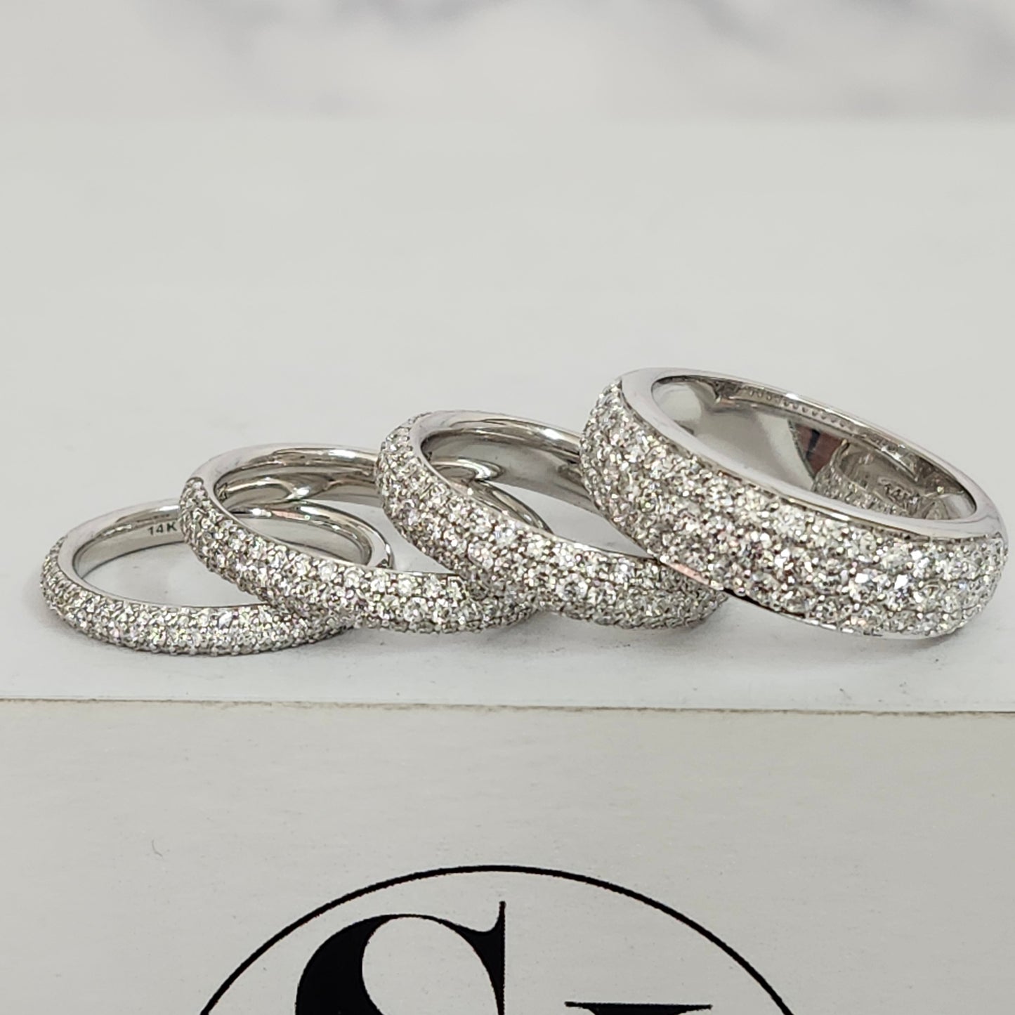 6.5mm Width Half Natural Diamond Wedding Band/Dainty 3 Row Diamond Ring/Stackable Diamond wedding Ring/Diamond Ring/Anniversary Gift