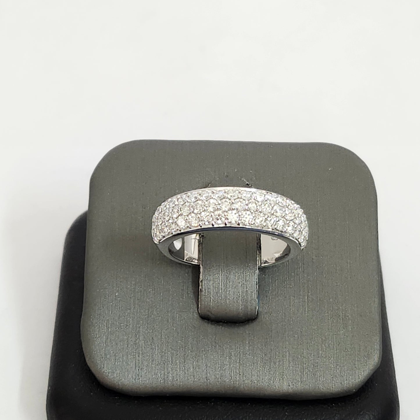 6.5mm Width Half Natural Diamond Wedding Band/Dainty 3 Row Diamond Ring/Stackable Diamond wedding Ring/Diamond Ring/Anniversary Gift