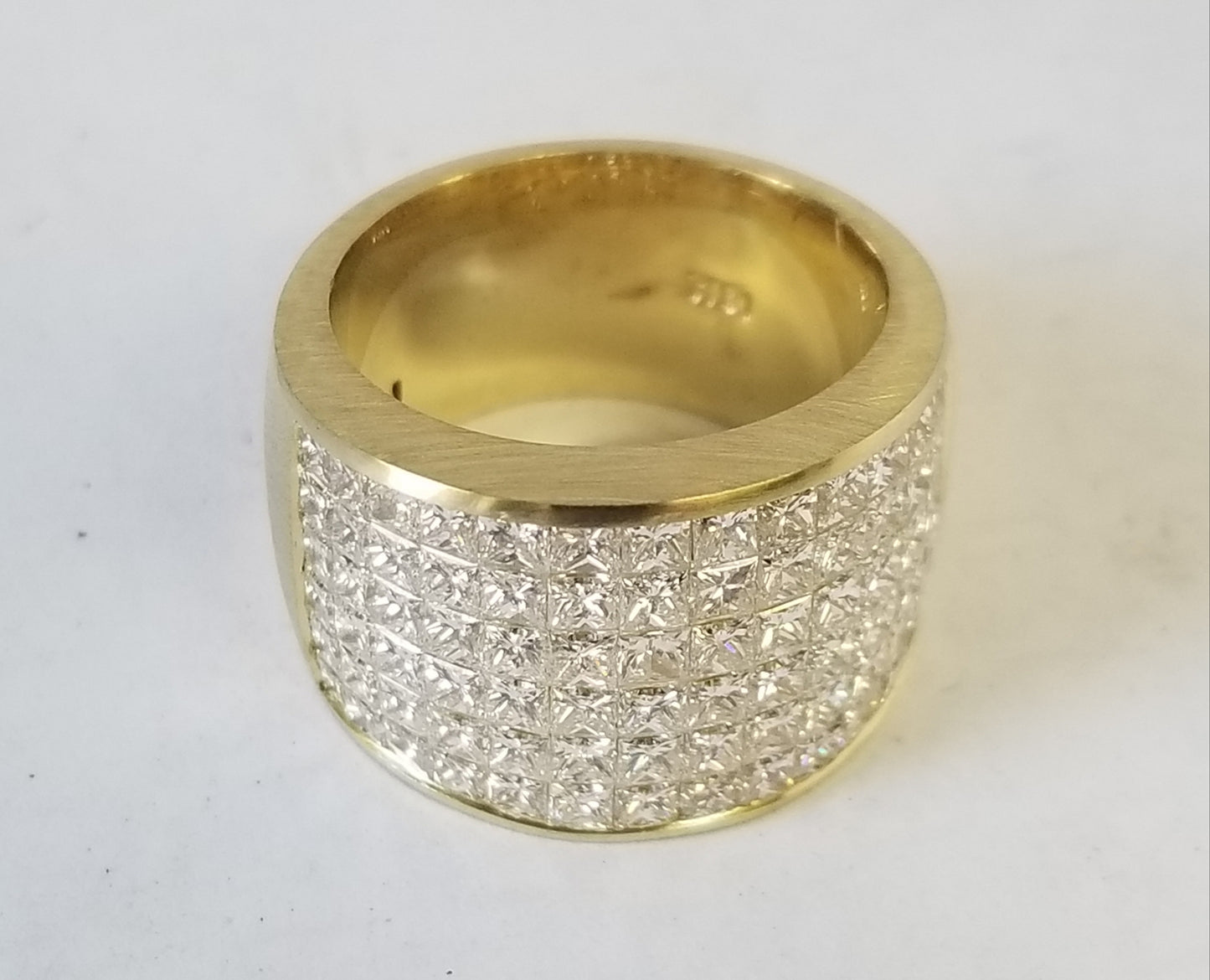 6Row Diamond Invisible Set Women's Ring/18K gold Women's Diamond Ring/Natural Princess Cut Diamond Big Ring/Anniversary gift