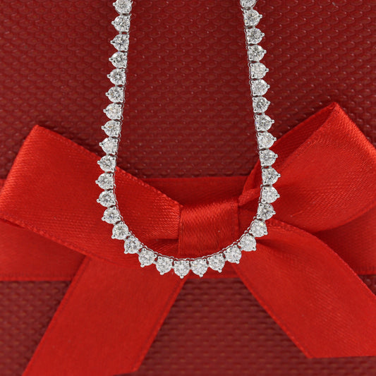 7.5ct Natural Diamond 3 Prong Tennis Necklace /14k Gold Round Natural Diamond Tennis Necklace/Anniversary Gift