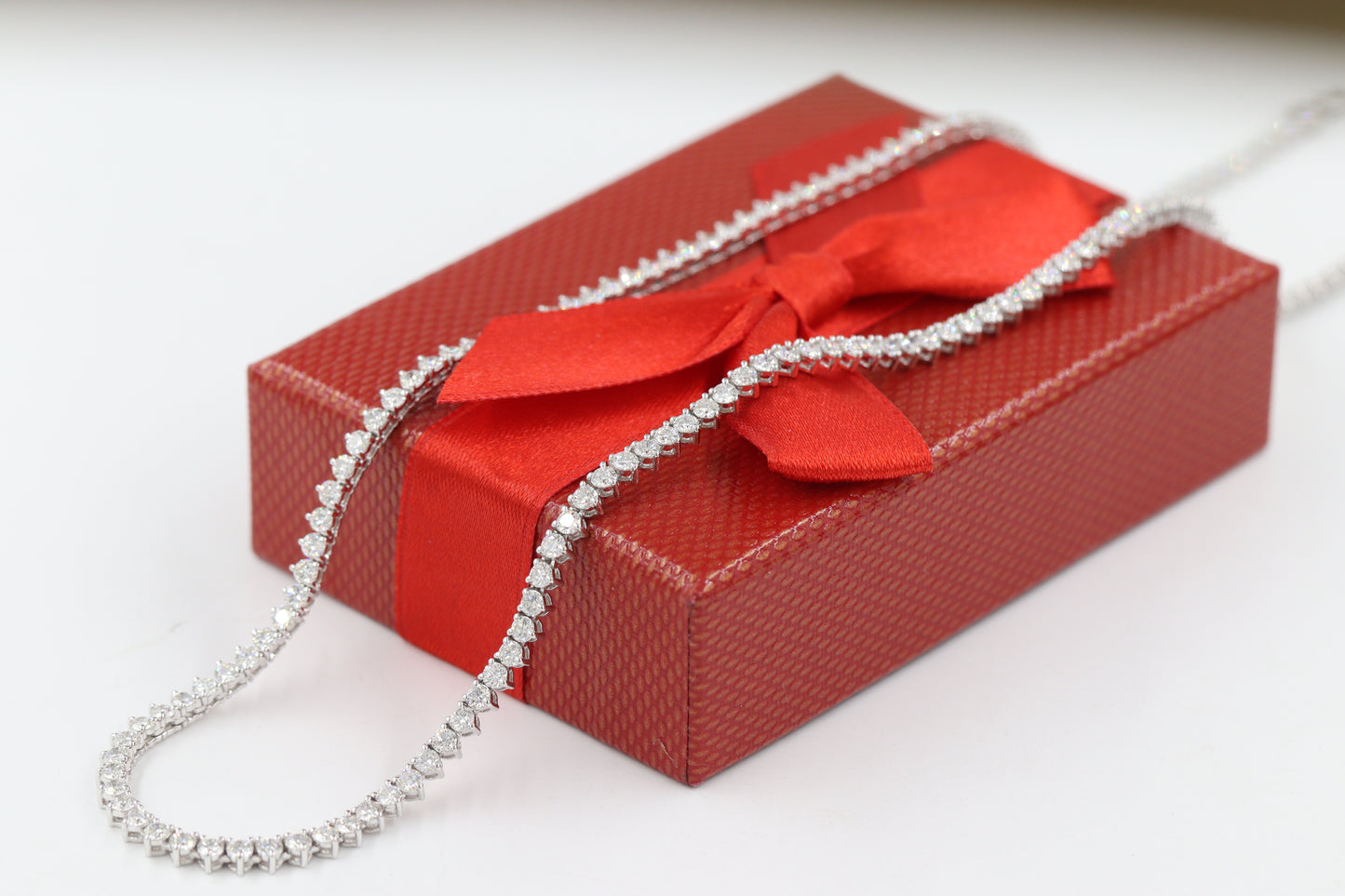 7.5ct Natural Diamond 3 Prong Tennis Necklace /14k Gold Round Natural Diamond Tennis Necklace/Anniversary Gift