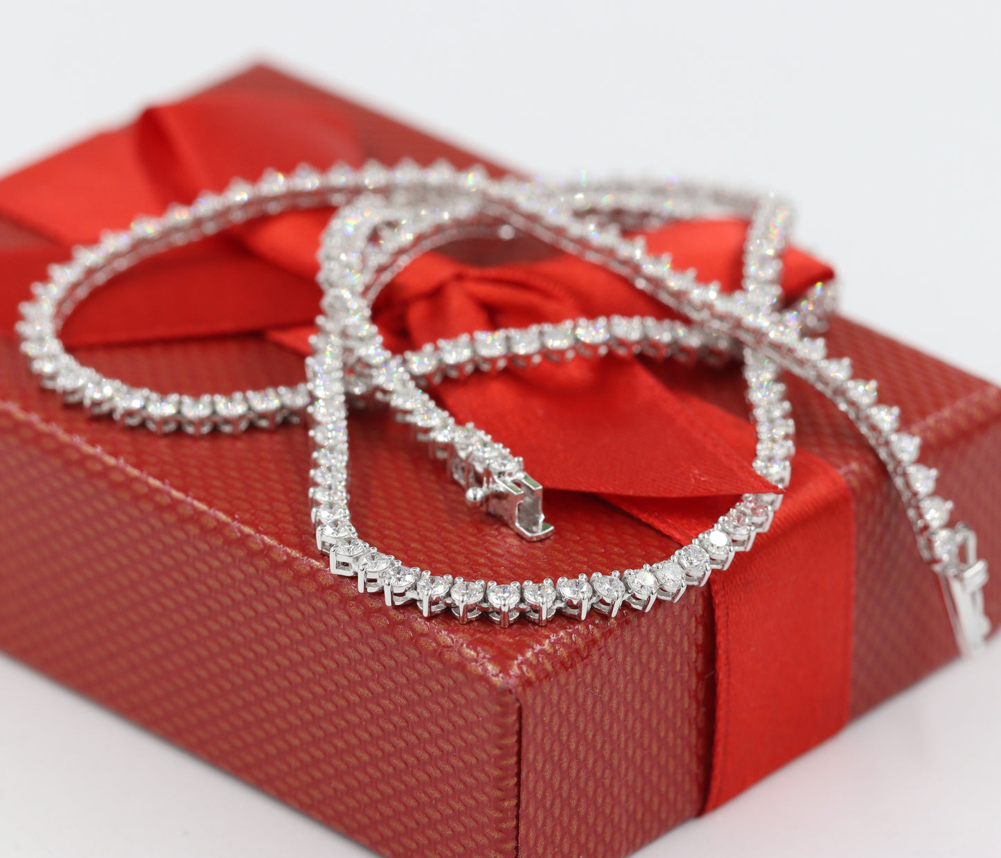 7.5ct Natural Diamond 3 Prong Tennis Necklace /14k Gold Round Natural Diamond Tennis Necklace/Anniversary Gift