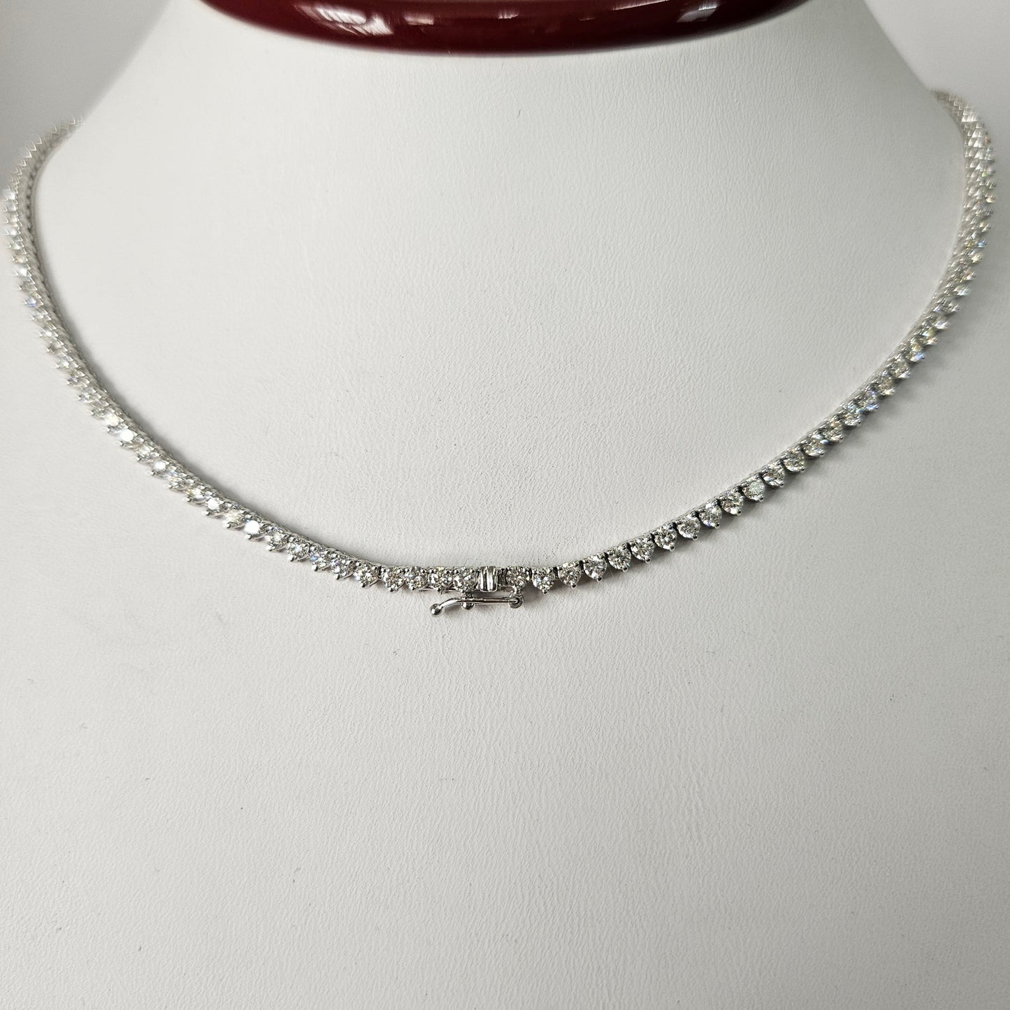 7.5ct Natural Diamond 3 Prong Tennis Necklace /14k Gold Round Natural Diamond Tennis Necklace/Anniversary Gift