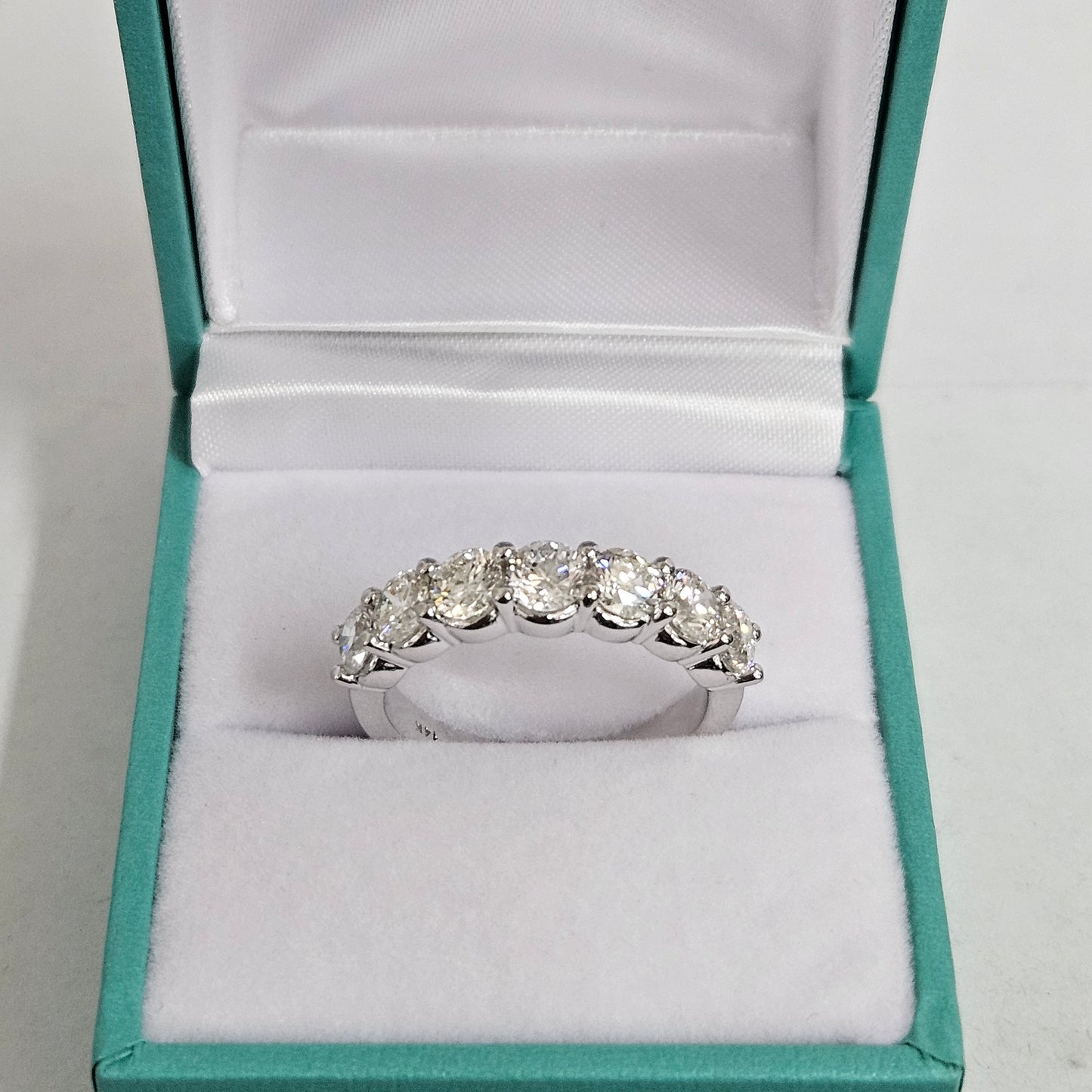 Half Eternity Natural Diamond Stackable Ring /7 Stones Diamond Ring/Diamond Wedding Ring/Diamond Band/Anniversary Gift