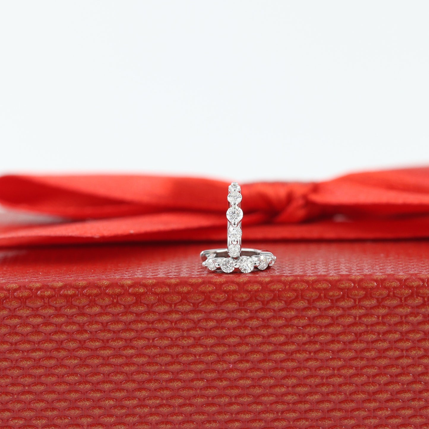 Single Prong Mini hoop earring/9mm Diamond Hoop Earring/Handmade Diamond Earring/Huggie Hoop Earring/Cartilage Hoop earring/Anniversary gift