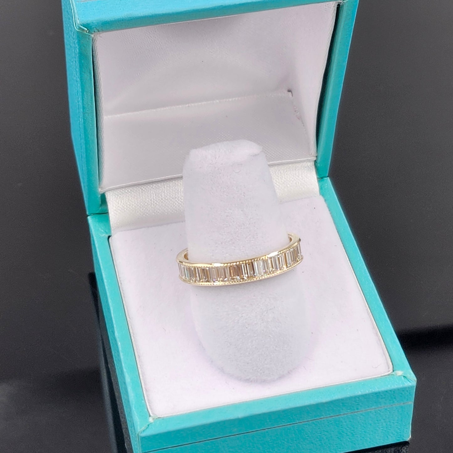 Baguette Lab Grown Diamond wedding Band/Stackable Full Eternity Baguette Diamond Band/ Baguette Diamond Channel Set Ring/Anniversary Gift