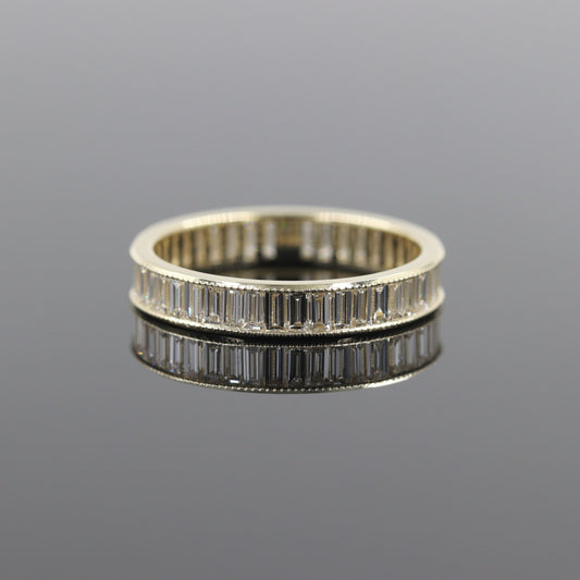 Baguette Lab Grown Diamond wedding Band/Stackable Full Eternity Baguette Diamond Band/ Baguette Diamond Channel Set Ring/Anniversary Gift