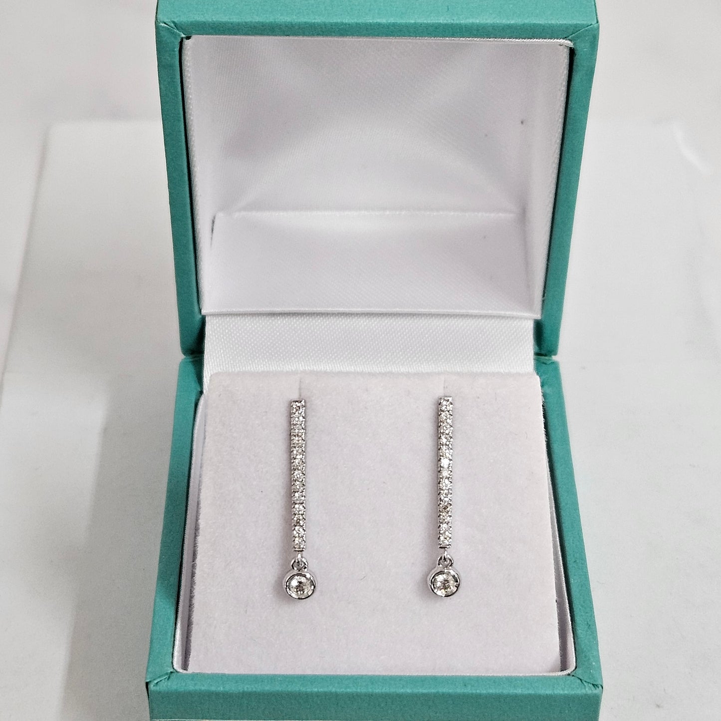 Bezel Drop Diamond Dangle Natural Diamond Bar Stud Earrings/Diamond Bar Hanging Moon & Star Earring/Diamond Bar Earrings/Anniversary gift