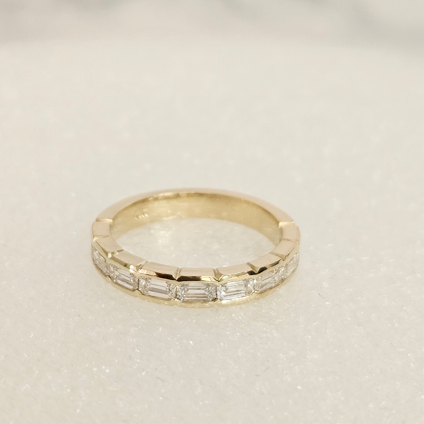 Bezel Setting Emerald Cut Diamond Wedding Band/Emerald Cut Lab Diamond Wedding Ring/Anniversary gift Ring/Stackable Diamond Band