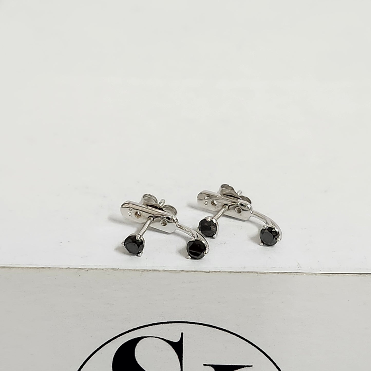 Black Diamond Jacket Earring/Three Prong Set Diamond Earring/Ear Jacket Earring/Jacket earring only/Diamond Jacket Single or Pair Earrings