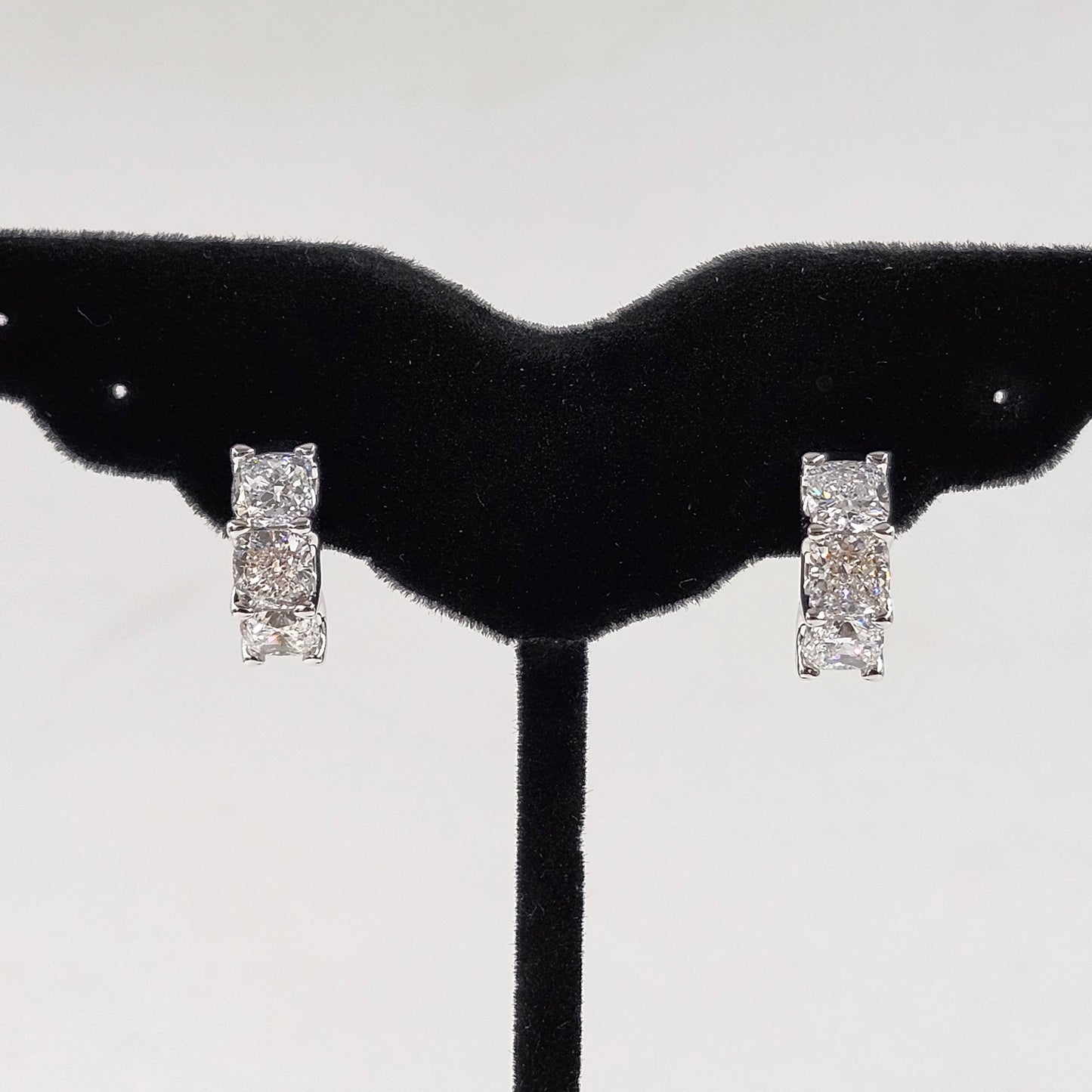 Lab Grown Cushion Cut Diamond Huggie Earrings: 14k Gold U-Shape Set Earring - Anniversary gift