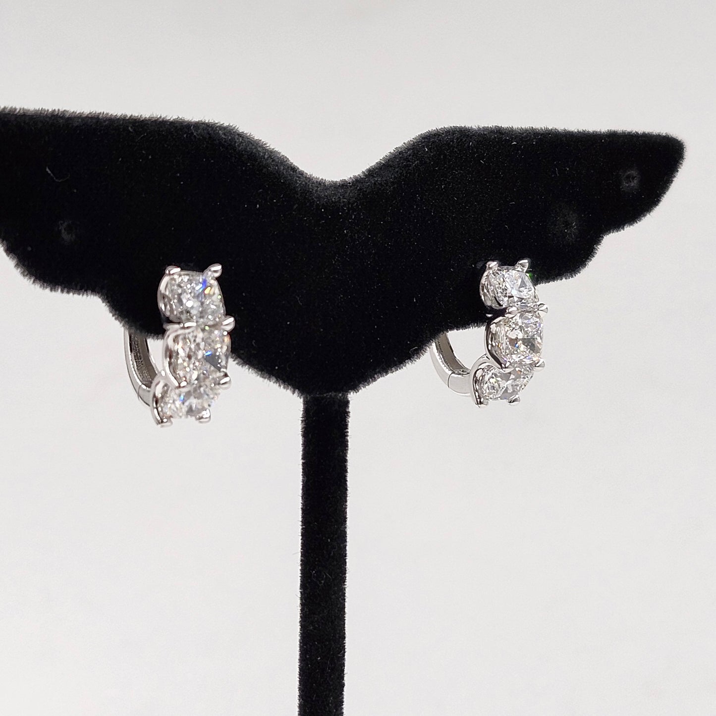 Lab Grown Cushion Cut Diamond Huggie Earrings: 14k Gold U-Shape Set Earring - Anniversary gift