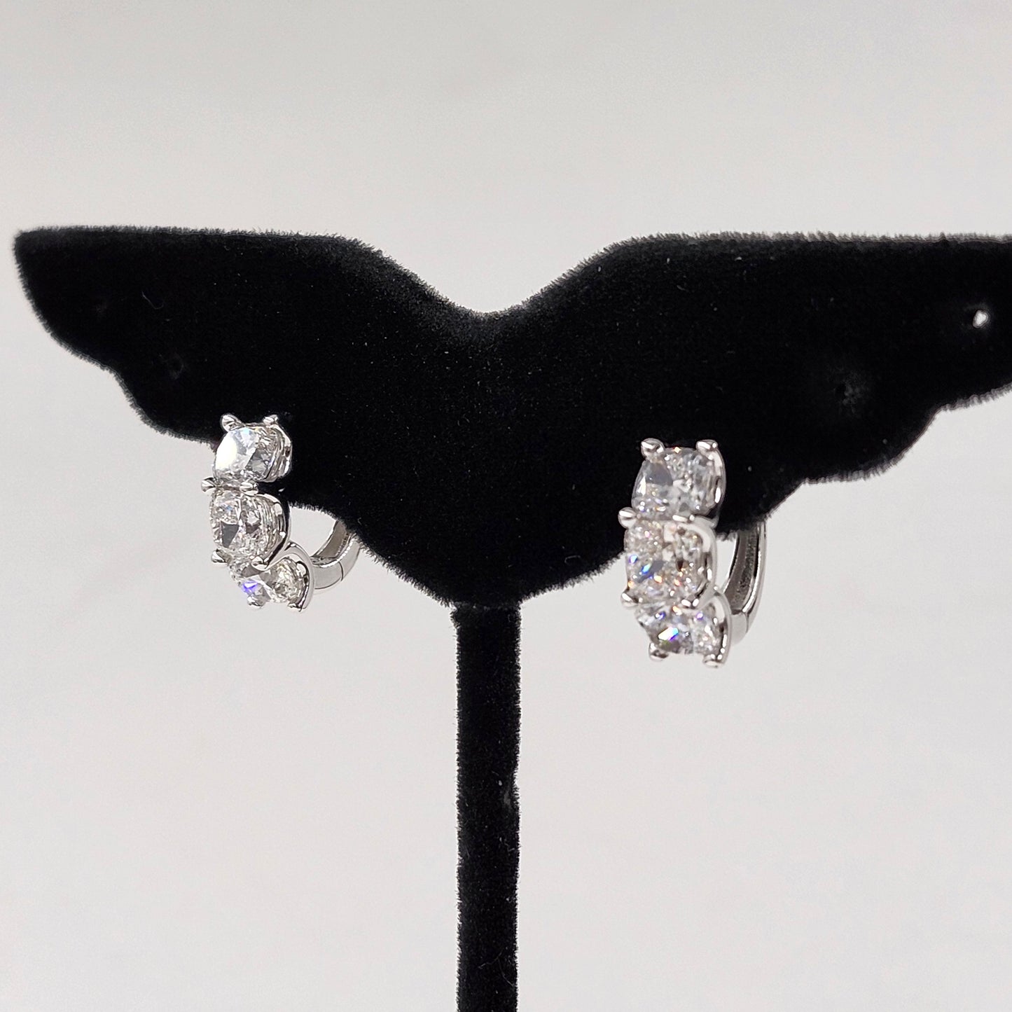 Lab Grown Cushion Cut Diamond Huggie Earrings: 14k Gold U-Shape Set Earring - Anniversary gift